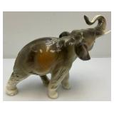 Vintage Collectible Royal Dux Duchov Bohemia Large Elephant Porcelain Sculpture Trunk Up 3 1/2" x 8" x 12"