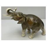Vintage Collectible Royal Dux Duchov Bohemia Large Elephant Porcelain Sculpture Trunk Up 3 1/2" x 8" x 12"