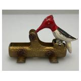 Antique Cast Iron Woodpecker Toothpick Dispenser Holder 3" x 45"