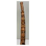 Large 40" Hand Carved Tribal Themed Heavy Wood Walking Stick