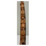 Large 40" Hand Carved Tribal Themed Heavy Wood Walking Stick