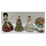 Vintage Miniature Porcelain Figurines 3 =  6" 1 = 7"