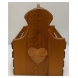 Handmade Wooden Basket With Hearts 12" x 15" x 16"