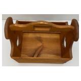 Handmade Wooden Basket With Hearts 12" x 15" x 16"