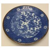 Antique Japanese Porcelain Amri Blue And White 12 1/4" Plate