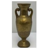 Vintage Middle Eastern Etched Brass Vase 15 1/4"