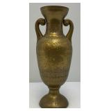 Vintage Middle Eastern Etched Brass Vase 15 1/4"