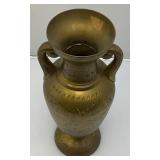 Vintage Middle Eastern Etched Brass Vase 15 1/4"