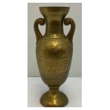 Vintage Middle Eastern Etched Brass Vase 15 1/4"