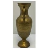 Vintage Middle Eastern Etched Brass Vase 15 1/4"