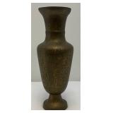 Vintage Middle Eastern Etched Brass Water Pitcher 16"