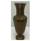 Vintage Middle Eastern Etched Brass Water Pitcher 16"