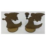 Vintage Solid IHI Brass Angel Candle Holders (One Missing Holder) 9 1/2"
