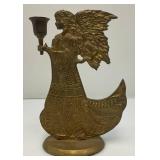 Vintage Solid IHI Brass Angel Candle Holders (One Missing Holder) 9 1/2"