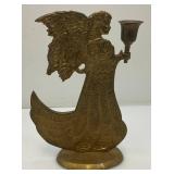 Vintage Solid IHI Brass Angel Candle Holders (One Missing Holder) 9 1/2"