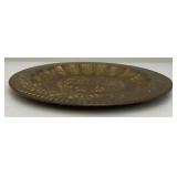 Vintage 13.5"  Middle Eastern Etched Brass Serving Tray