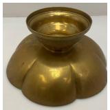 Vintage Heavy 5 1/2" x 12 1/4" Middle Eastern Etched Brass Pedestal Serving Dish
