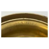 Vintage Heavy 5 1/2" x 12 1/4" Middle Eastern Etched Brass Pedestal Serving Dish