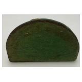 Vintage Heavy Cast Iron Old Woman On Bench Door Stop 3" x 4" x 5"