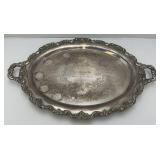 Large Silver Plated Heavy Platter With Engraving "T.C. Minute Men 1972 Player of The Year" 20" x 30"
