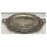 Large Silver Plated Heavy Platter With Engraving "T.C. Minute Men 1972 Player of The Year" 20" x 30"