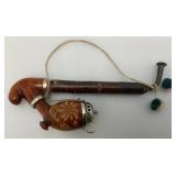 Vintage Wooden Smoking Pipe With Metal Lid Bowl 7" Imprinted With Luzern