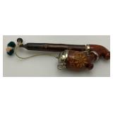 Vintage Wooden Smoking Pipe With Metal Lid Bowl 7" Imprinted With Luzern
