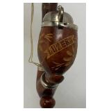Vintage Wooden Smoking Pipe With Metal Lid Bowl 7" Imprinted With Luzern