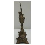 Antique/Vintage Catholic Viaticum Sick Call/Last Rites Silver Plated Pewter Travel Cucifix, Candlestick Holder 10 1/2" Tall