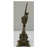 Antique/Vintage Catholic Viaticum Sick Call/Last Rites Silver Plated Pewter Travel Cucifix, Candlestick Holder 10 1/2" Tall