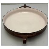 Vintage Danish Modern Brown Dansk Kobenstyle Enamel Paella Pan 10"