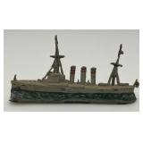 Antique Extremely RARE Miniature Seemannshilfe 1914-15 Marked SMS Emden Led Ship 3/4" x 3" x 5 5/8"