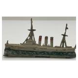 Antique Extremely RARE Miniature Seemannshilfe 1914-15 Marked SMS Emden Led Ship 3/4" x 3" x 5 5/8"
