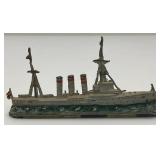 Antique Extremely RARE Miniature Seemannshilfe 1914-15 Marked SMS Emden Led Ship 3/4" x 3" x 5 5/8"