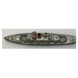 Vintage Misc. Collectible Tootsie Toy Miniature Metal Ships (Missing Wheels) 6"