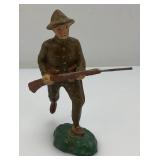 Antique Miniature TRICO Soldier Figure 4 3/4" Tall  Very Cool (Foot And Neck Has Crack But Common)