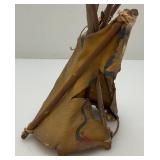 Miniature Antique Glacier Park Buck Skin Tee-Pee 7 1/2" Tall (Has Cracks And Missing Pieces But Is Still Awesome