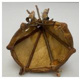 Miniature Antique Glacier Park Buck Skin Tee-Pee 7 1/2" Tall (Has Cracks And Missing Pieces But Is Still Awesome