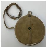 WW1 Era Aluminum Canteen With Original Cover (Cover Torn And Strap Broke) 7 3/4"