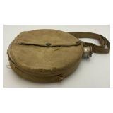 WW1 Era Aluminum Canteen With Original Cover (Cover Torn And Strap Broke) 7 3/4"