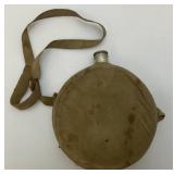 WW1 Era Aluminum Canteen With Original Cover (Cover Torn And Strap Broke) 7 3/4"