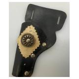 Stevens Antique 1935 Clip Cast Iron Cap Gun (Needs Repair) 6 1/4" With Holster