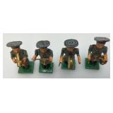 Antique 2" Wooden Soldiers Band Musicians (8) Figurines In Original Box
