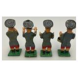 Antique 2" Wooden Soldiers Band Musicians (8) Figurines In Original Box