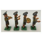 Antique 2" Wooden Soldiers Band Musicians (8) Figurines In Original Box