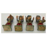 Antique 2" Wooden Soldiers Band Musicians (8) Figurines In Original Box