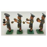 Antique 2" Wooden Soldiers Band Musicians (8) Figurines In Original Box