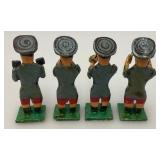 Antique 2" Wooden Soldiers Band Musicians (8) Figurines In Original Box