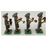 Antique 2" Wooden Soldiers Band Musicians (8) Figurines In Original Box