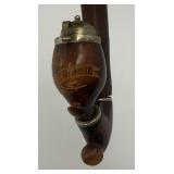 Vintage Wooden Smoking Pipe With Metal Lid Bowl 7 3/4" Imprinted With Switzerland